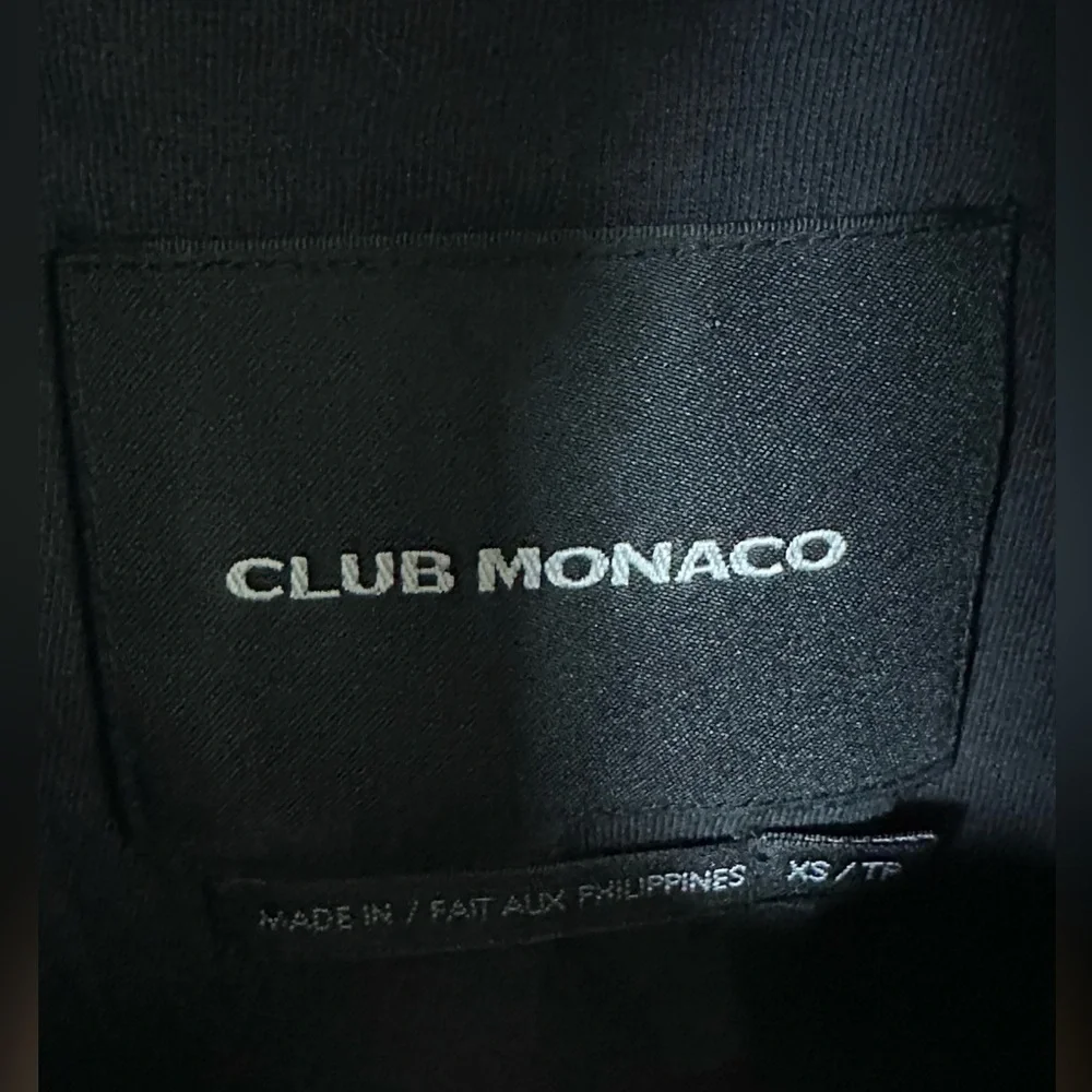 Club Monaco Black Crop Coat XS Double Breasted Tie Waist Funnel Neck - Picture 4 of 7